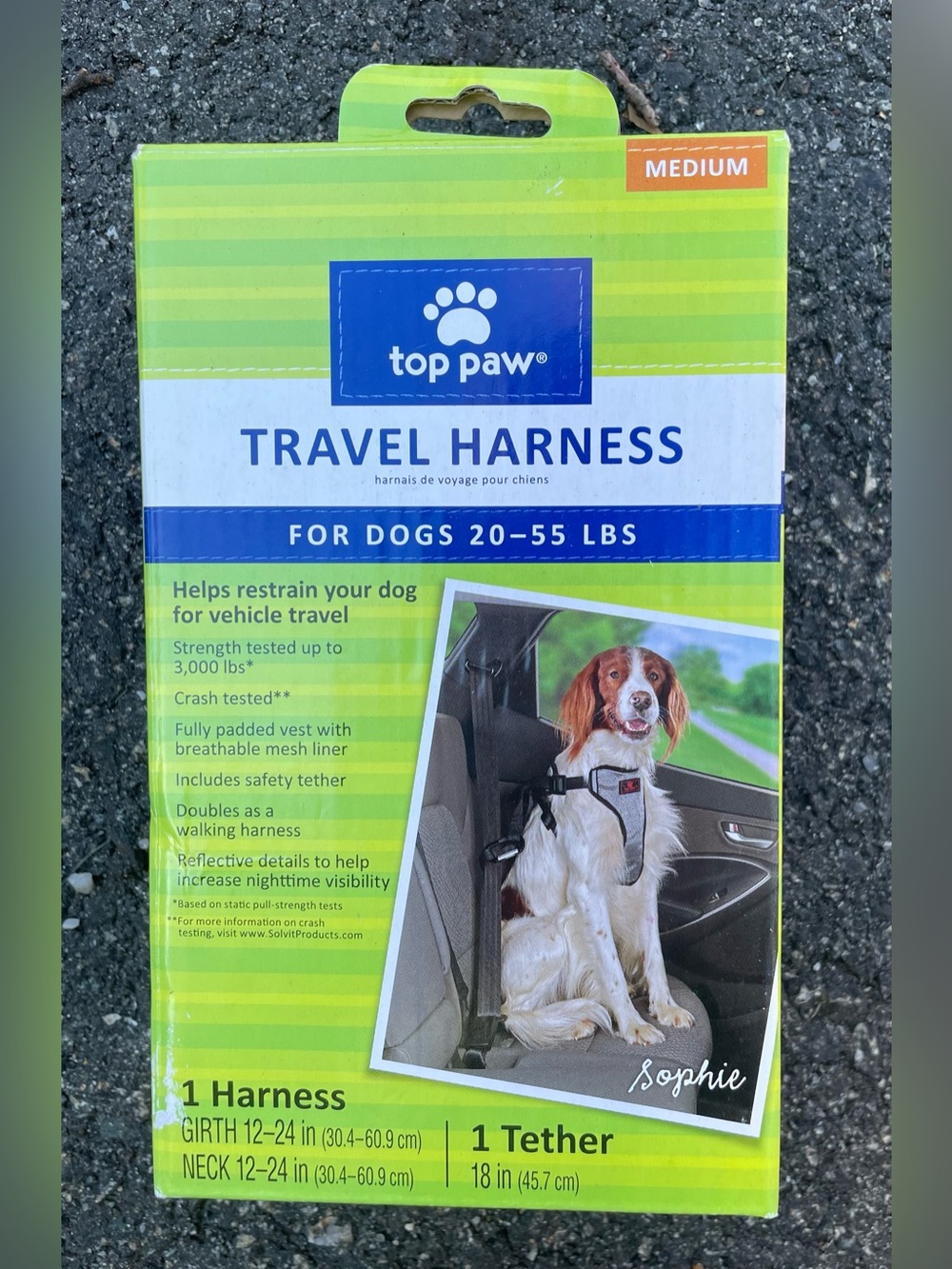New Top Paw Green Travel Dog Harness with Reflective Accents